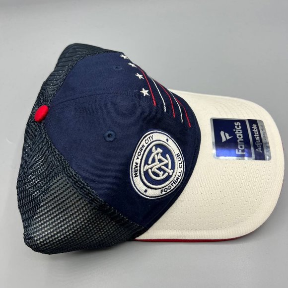New York City FC Trucker Hat Men Navy White Fanatics MLS Snap Back Cap New - Picture 2 of 8